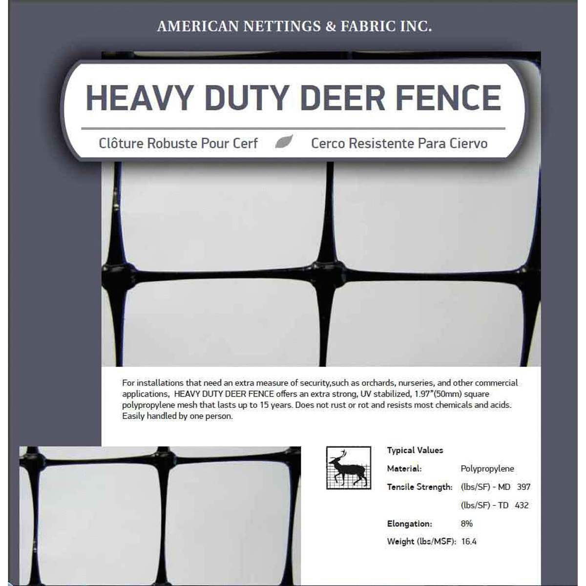 Picture of Heavy Duty Deer Fence  7.5'X75'
