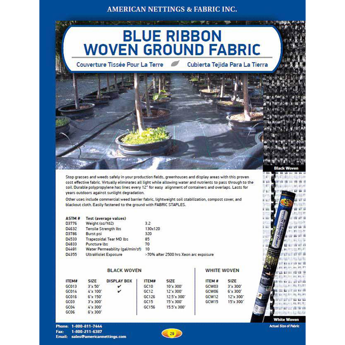 Picture of Blue Ribbon Ground Fabric 3.2 Oz  6'X150'