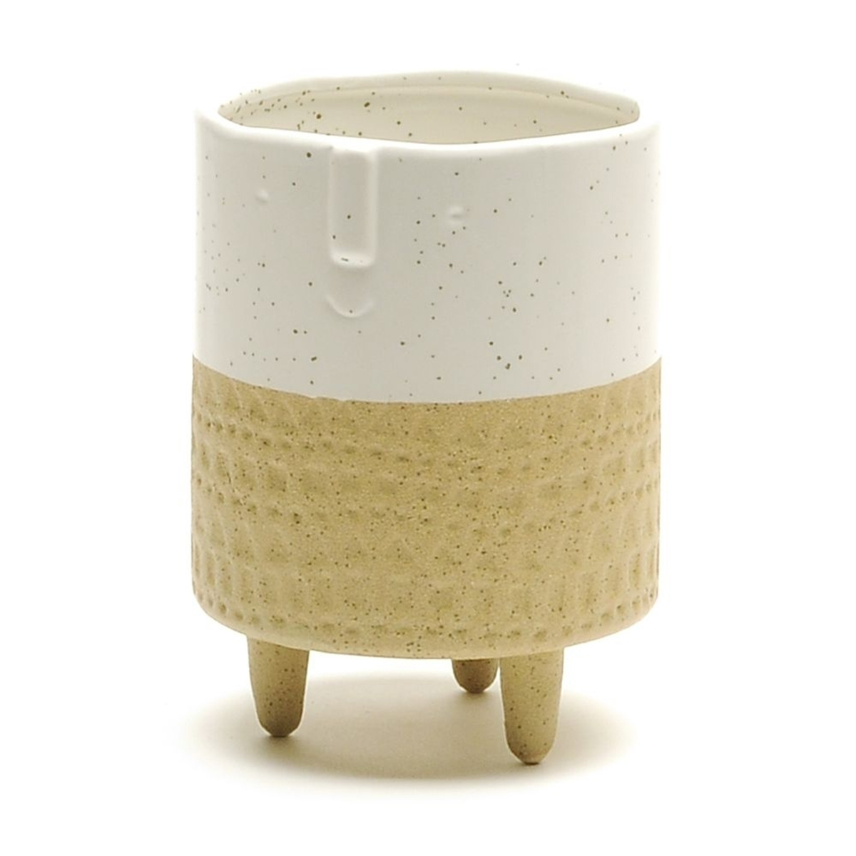 Picture of Two Tone Ceramic Pot On Feet 4.75D 6.5"