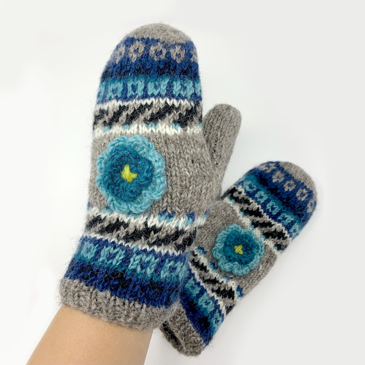 Picture of Indigo Knitted Mittens 100% Wool