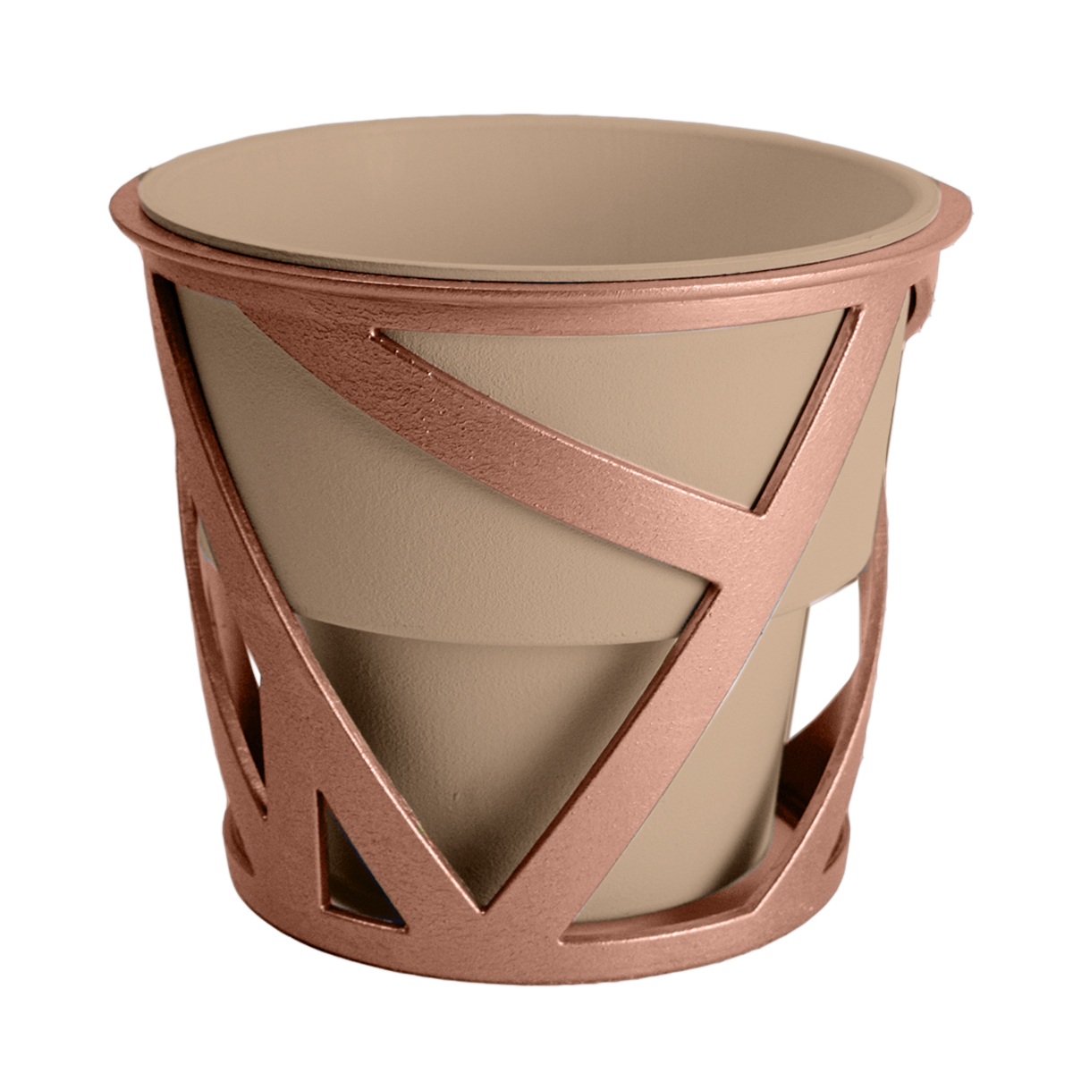 Image Thumbnail for 6" Curio Planter Artisan Taupe w/ Copper Stand