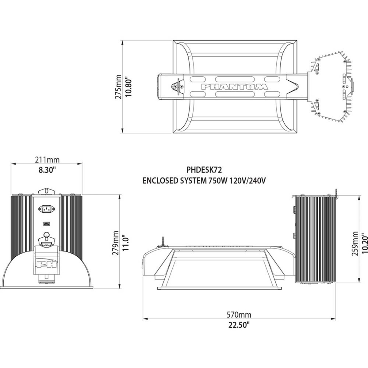 Image Thumbnail for Phantom DE 750W 120/240V Enclosed System