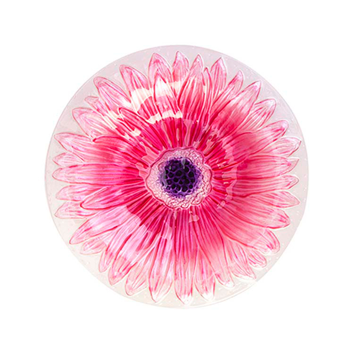 Image Thumbnail for Pink Mum Glass Bird Bath 14" W/ Stand