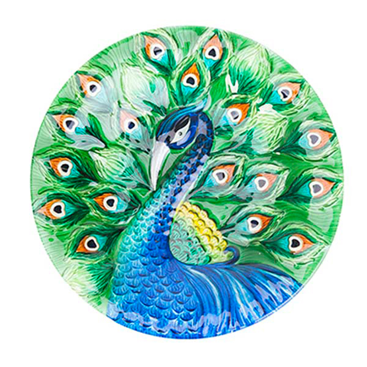 Image Thumbnail for Peacock Glass Bird Bath 16"  W/Stand
