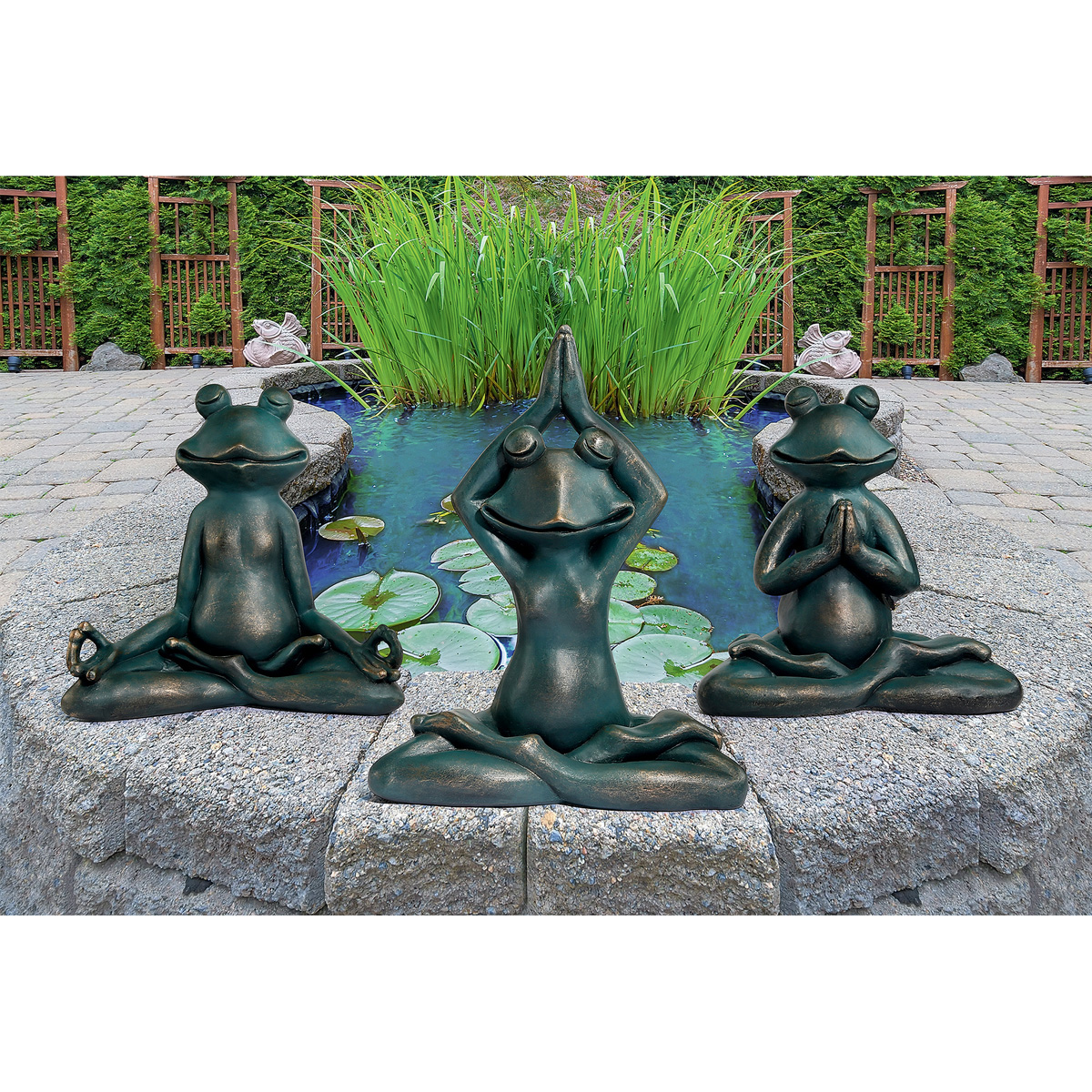Picture 2 for Zen Garden Yoga Frogs Set/3