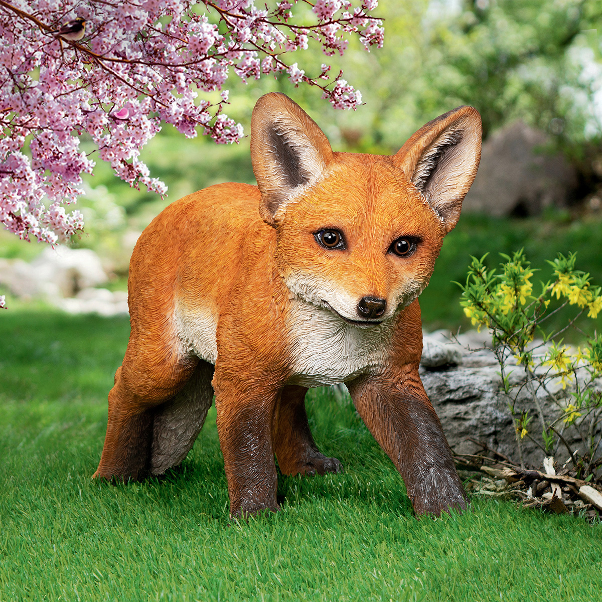 Image Thumbnail for Cavorting Carmine Standing Baby Fox Statue