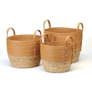 Picture of Rust/Natural Straw Basket S/3 Large: 14D 11.5"