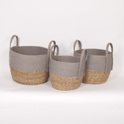 Picture of Grey/Natural Straw Basket S/3 Large: 14D 10"