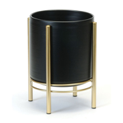 Picture of Blk/Gold Floor Planter Small 7.5D 11"