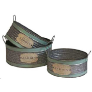 Picture of Turquoise Round Planters - Set/3