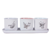 Picture of Landry Butterfly Set of 4" Planters w/ Tray 