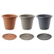 Picture of Emma Round Planters & Saucers Blk, Tc, Char REFILL