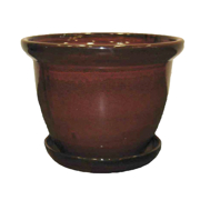 Picture of Wind & Earth Red Ceramic Pot Set Att/Saucer- S/4