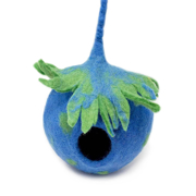 Picture of Pod Blue Birdhouse 100% Felted Wool, bamboo perch