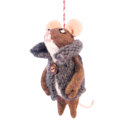 Picture of Grey Sweater Mice Ornament 100% Wool