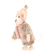 Picture of Pink Hat Mice Ornament 100% Wool