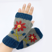 Picture of Flower Knitted Mittens 100% Wool