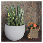 Picture of Rustic Round Planter w/ stand 33cm x 50cm Stone
