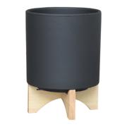 Picture of 6" Rubber Painted Pot on Stand Black
