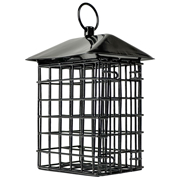 Picture of Black Metal Suet Cage Bird Feeder with Roof 2 Cake