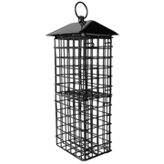 Picture of Black Metal Suet Cage Bird Feeder with Roof 4 Cake