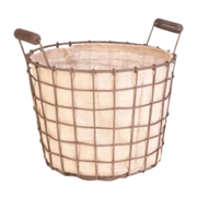 Picture of 8" Rustic Woven Wire basket w/ liner, rust