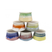 Picture of Sml Glazed Pot Tricolor 3.75"Lx3.75"Wx2.5"H(24pcs)