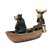 Picture of Dt Moose & Black Bear In A Boat Statue