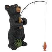 Picture of Hooked On Fishing Fisherman Black Bear Statue