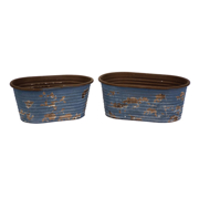 Picture of Tub Oval Distressed Blue S/2